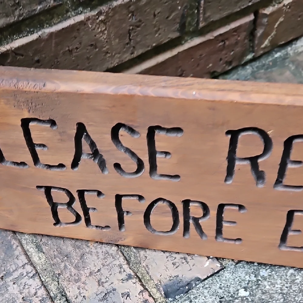 Vintage Rustic Handmade Brown Wooden Door Entry Sign 27 X 7 Inches Remove Shoes
